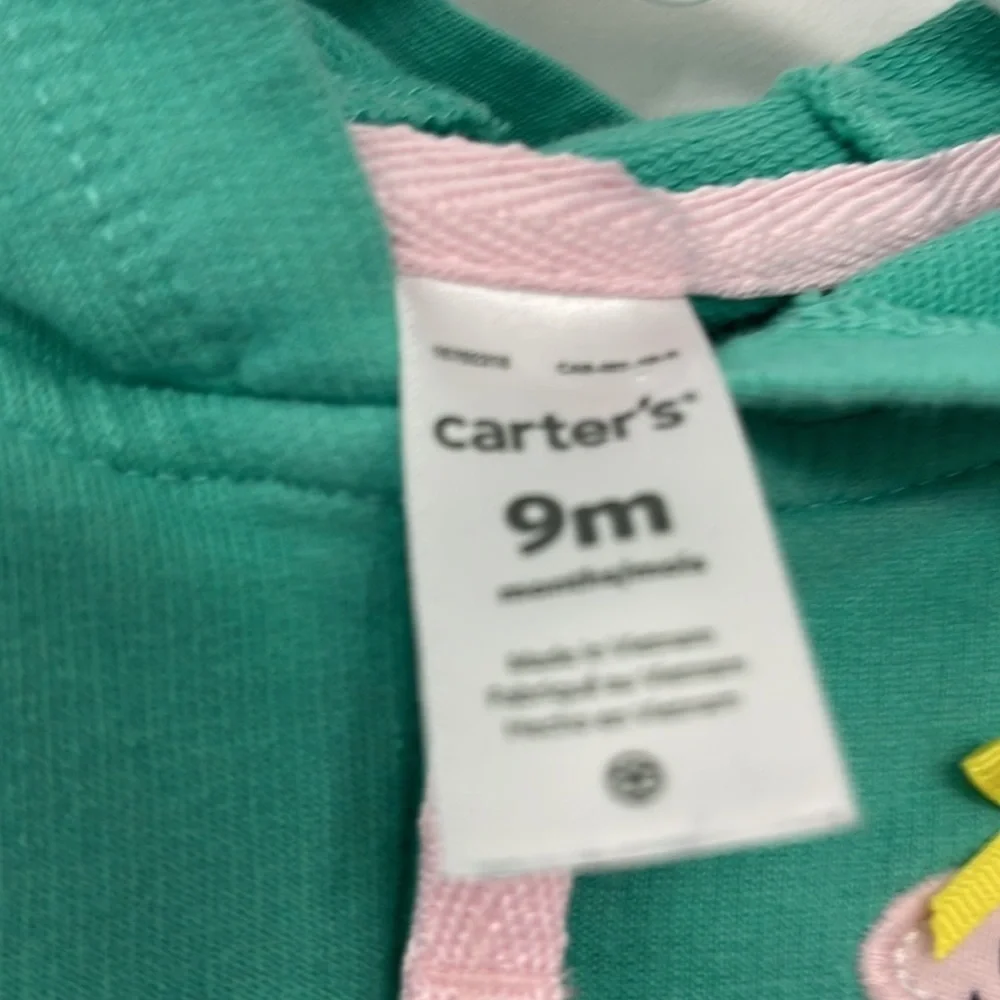 CARTER’S GREEN SWEATSHIRT with a cute Pink DINO size 9 months